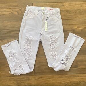 Alice + Olivia Genevive Distressed Jeans Lavender Women’s 24 100% Cotton